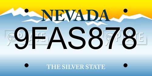 9FAS878 Nevada License Plate