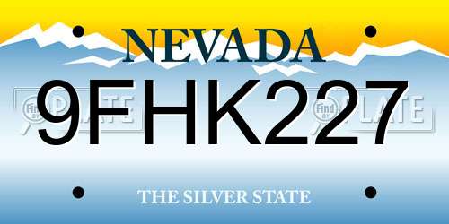 9FHK227 Nevada License Plate