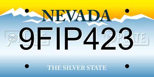 9FIP423 Nevada License Plate