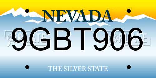 9GBT906 Nevada License Plate