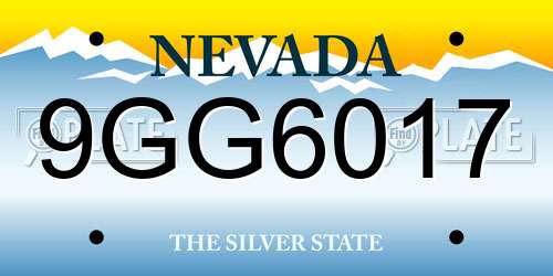 9GG6017 Nevada License Plate