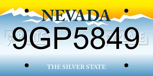 9GP5849 Nevada License Plate
