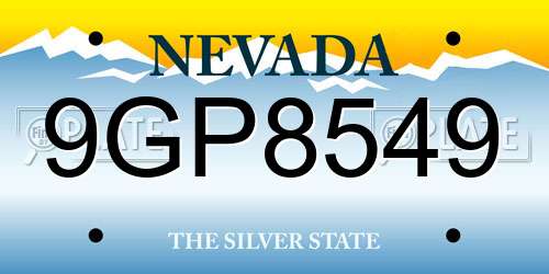 9GP8549 Nevada License Plate