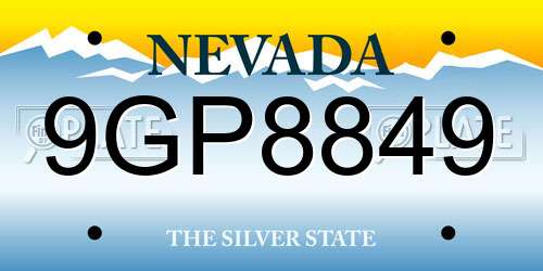 9GP8849 Nevada License Plate
