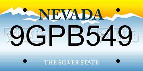 9GPB549 Nevada License Plate
