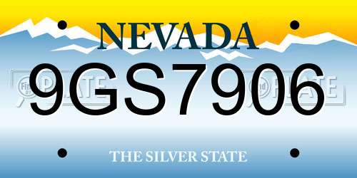 9GS7906 Nevada License Plate
