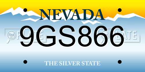 9GS866 Nevada License Plate