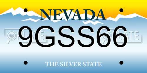 9GSS66 Nevada License Plate