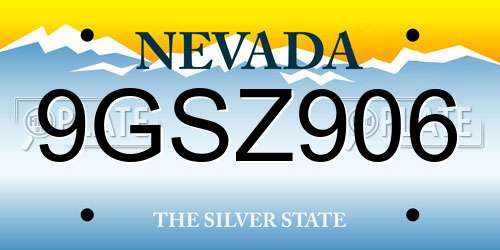 9GSZ906 Nevada License Plate