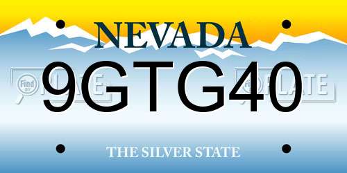 9GTG40 Nevada License Plate