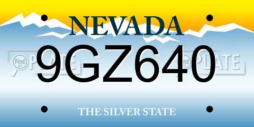 9GZ640 Nevada License Plate