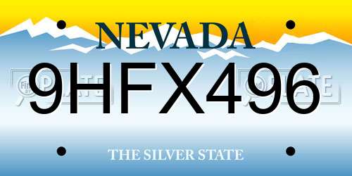 9HFX496 Nevada License Plate