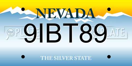 9IBT89 Nevada License Plate