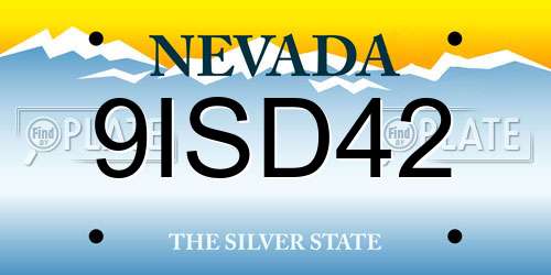 9ISD42 Nevada License Plate