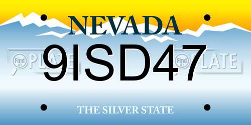 9ISD47 Nevada License Plate