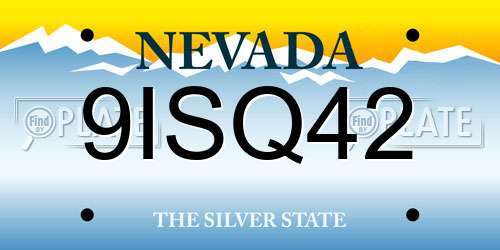 9ISQ42 Nevada License Plate