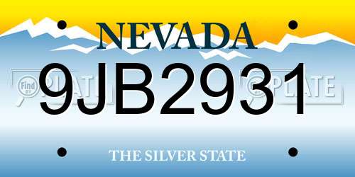 9JB2931 Nevada License Plate