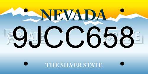 9JCC658 Nevada License Plate