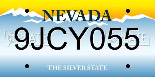9JCY055 Nevada License Plate