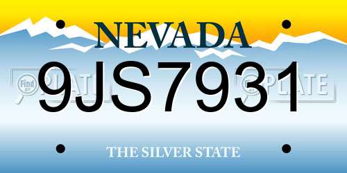 9JS7931 Nevada License Plate