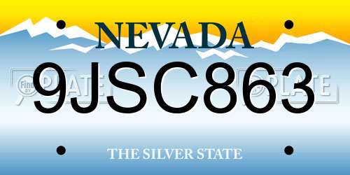 9JSC863 Nevada License Plate