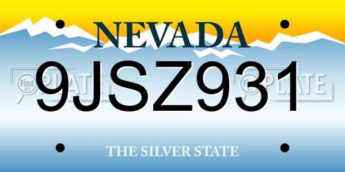 9JSZ931 Nevada License Plate