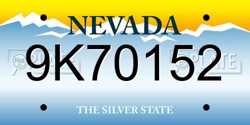 9K70152 Nevada License Plate