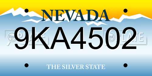 9KA4502 Nevada License Plate