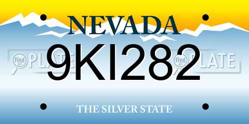 9KI282 Nevada License Plate