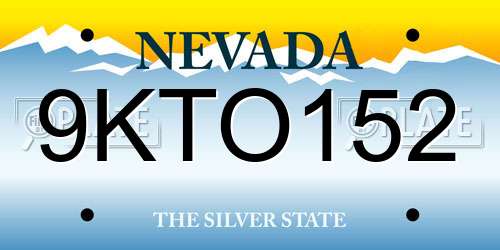 9KTO152 Nevada License Plate
