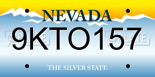 9KTO157 Nevada License Plate