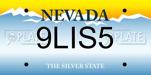 9LIS5 Nevada License Plate