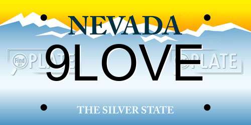 9LOVE Nevada License Plate