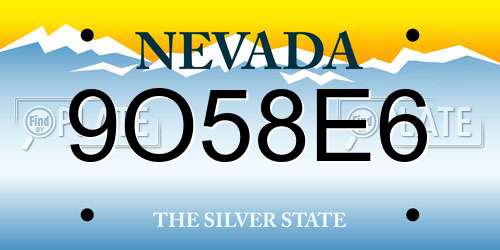 9O58E6 Nevada License Plate