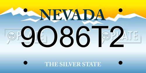 9O86T2 Nevada License Plate