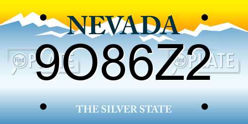 9O86Z2 Nevada License Plate