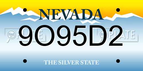 9O95D2 Nevada License Plate