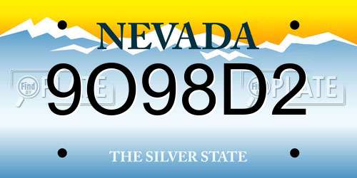 9O98D2 Nevada License Plate