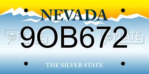 9OB672 Nevada License Plate