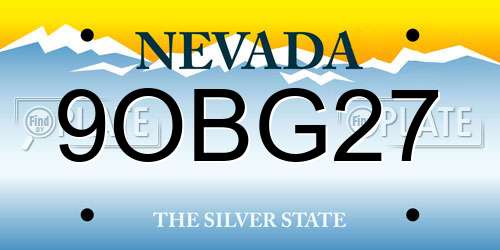 9OBG27 Nevada License Plate