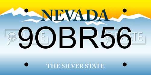 9OBR56 Nevada License Plate