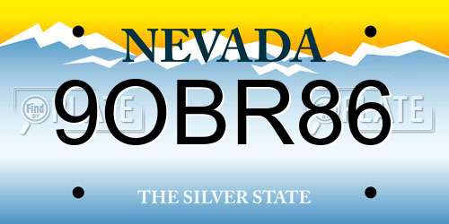 9OBR86 Nevada License Plate