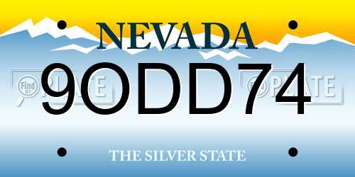 9ODD74 Nevada License Plate