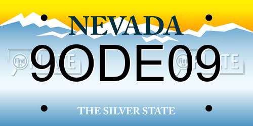 9ODE09 Nevada License Plate