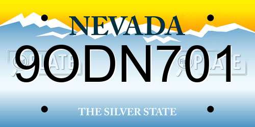 9ODN701 Nevada License Plate