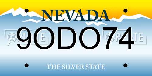 9ODO74 Nevada License Plate