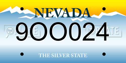 9OO024 Nevada License Plate