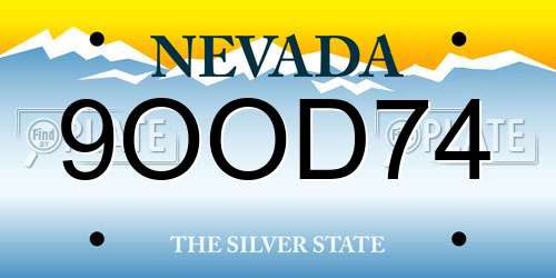 9OOD74 Nevada License Plate