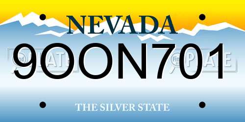 9OON701 Nevada License Plate
