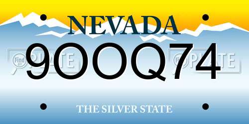 9OOQ74 Nevada License Plate
